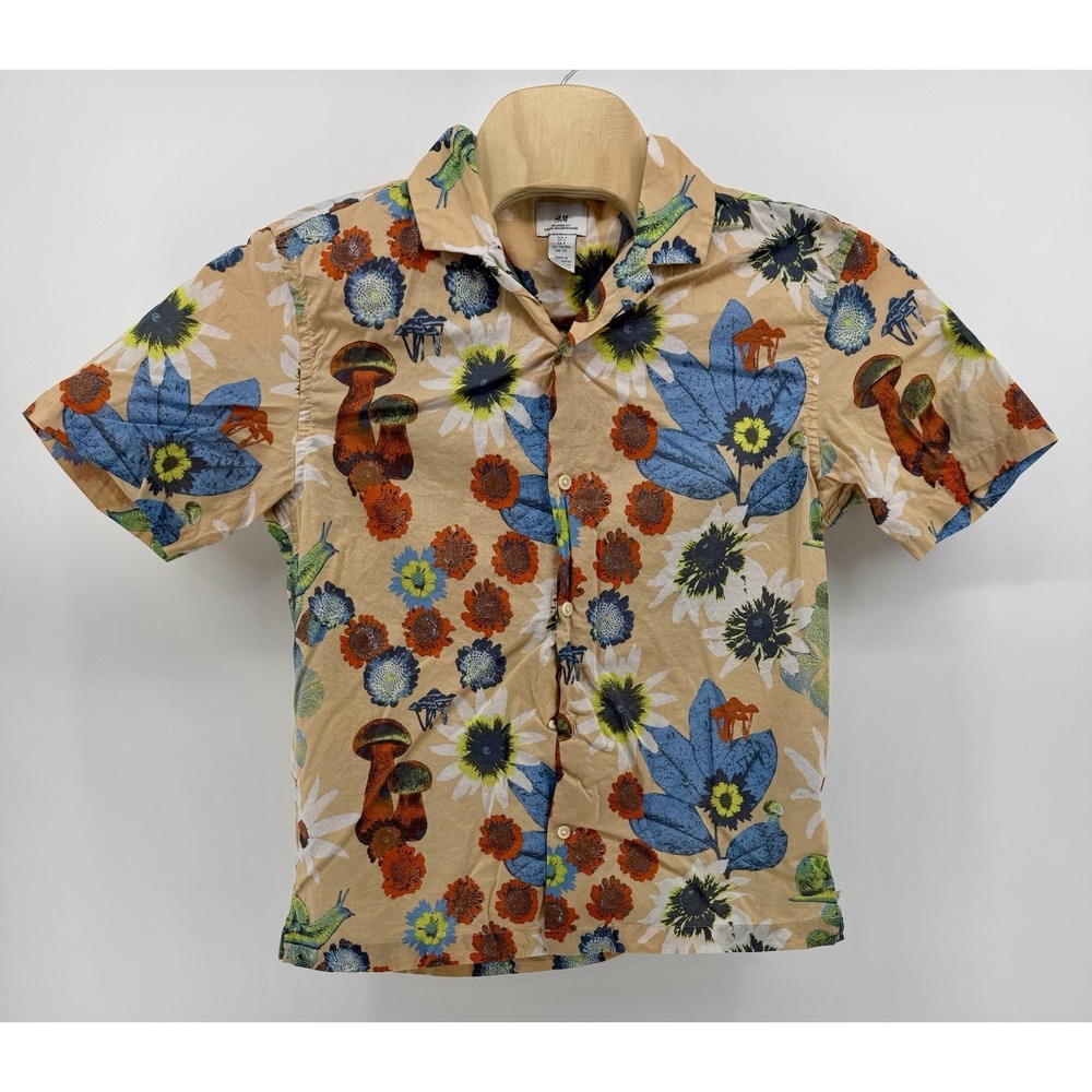 H&M Hawaiian Shirt Men's Size S Cotton Floral Tropical Beach Island Aloha